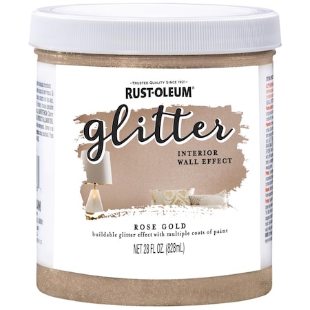 Rust-Oleum Glitter Paint, Glitter Rose Gold, 28 oz 360221